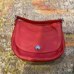 Coach Laurel Red Pebble Leather Hobo